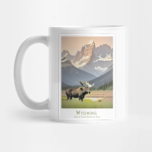 Retro Vintage Wyoming Grand Teton National Park Moose Art Mug